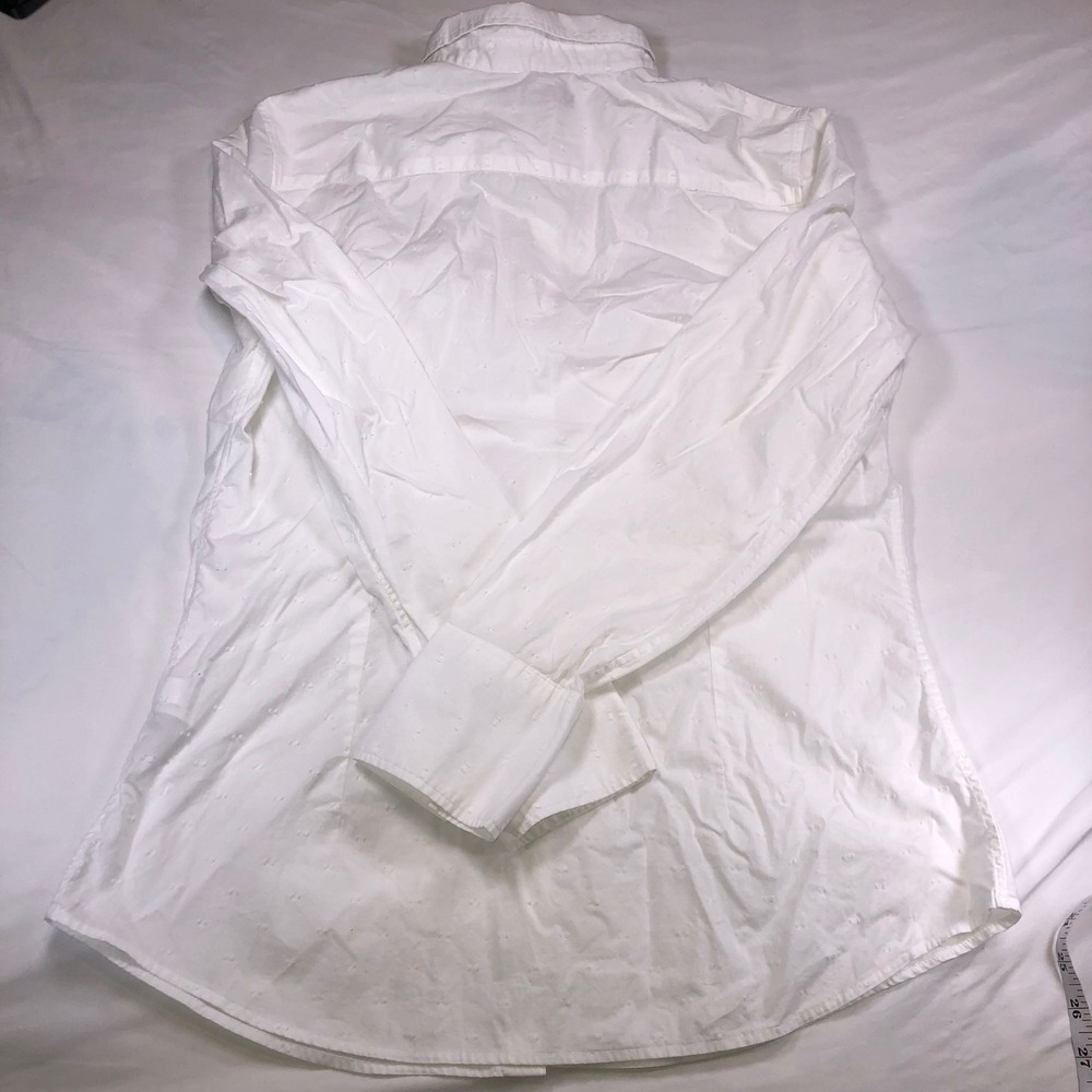 Banana Republic Riley Shirt Womens 14 White Eyelet Embroidered Button Down L/S - Picture 8 of 10